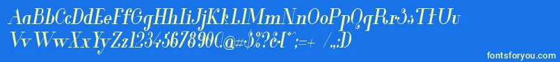 Fonte GlamorMediumcondenseditali – fontes amarelas em um fundo azul