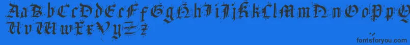 Fonte SatanasHumanumSalvator – fontes pretas em um fundo azul