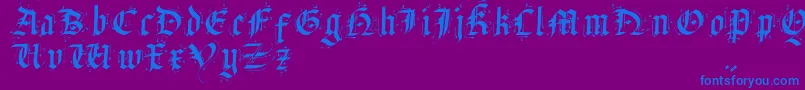 フォントSatanasHumanumSalvator – 紫色の背景に青い文字