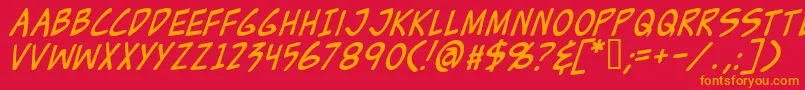 フォントZudji – 赤い背景にオレンジの文字