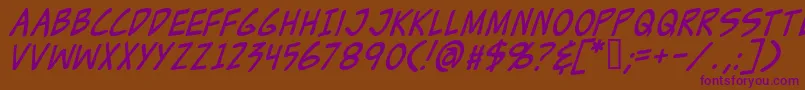 Zudji-Schriftart – Violette Schriften auf braunem Hintergrund