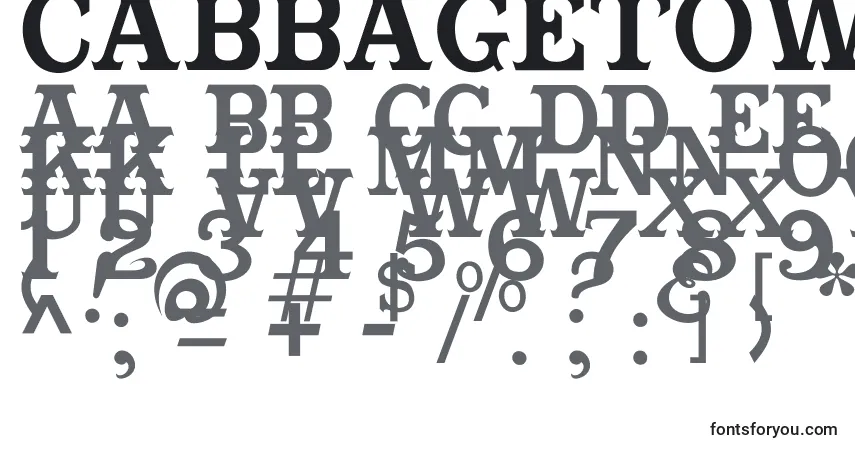 A fonte Cabbagetownbook – alfabeto, números, caracteres especiais
