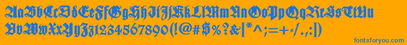WilhelmklingsporgotischBold Font – Blue Fonts on Orange Background