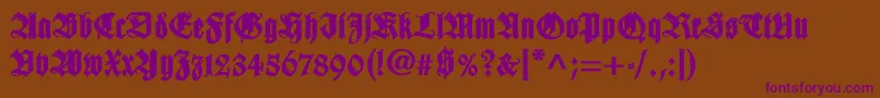 WilhelmklingsporgotischBold Font – Purple Fonts on Brown Background