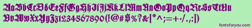 WilhelmklingsporgotischBold Font – Purple Fonts on Green Background