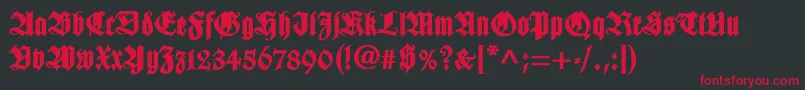 WilhelmklingsporgotischBold Font – Red Fonts on Black Background