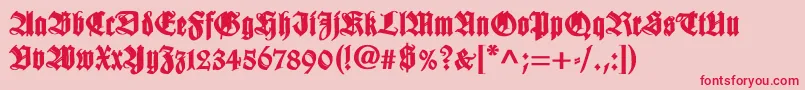 Fonte WilhelmklingsporgotischBold – fontes vermelhas em um fundo rosa