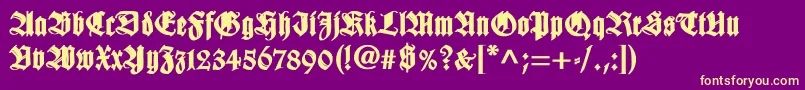WilhelmklingsporgotischBold Font – Yellow Fonts on Purple Background