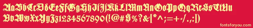 WilhelmklingsporgotischBold Font – Yellow Fonts on Red Background