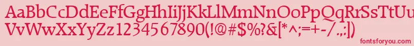 フォントRaleighRegular – ピンクの背景に赤い文字