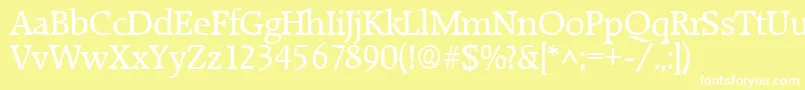 RaleighRegular-Schriftart – Weiße Schriften auf gelbem Hintergrund
