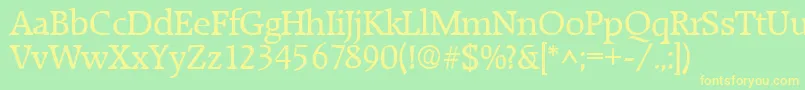 フォントRaleighRegular – 黄色の文字が緑の背景にあります