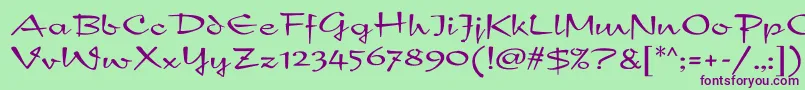 NewDayScript-Schriftart – Violette Schriften auf grünem Hintergrund