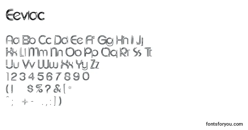 Schriftart Eeviac – Alphabet, Zahlen, spezielle Symbole