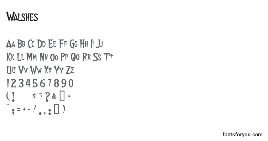 Czcionka Walshes – alfabet, cyfry, specjalne znaki