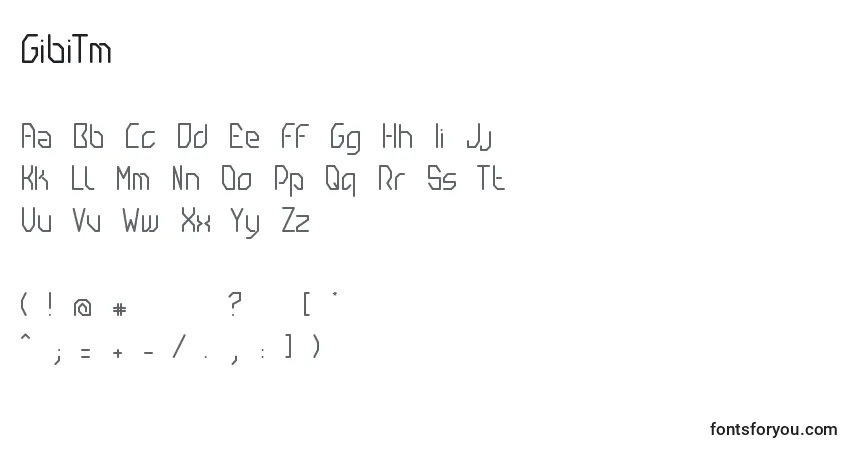Czcionka GibiTm – alfabet, cyfry, specjalne znaki