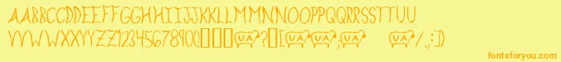 ExplodingSheep-Schriftart – Orangefarbene Schriften auf gelbem Hintergrund
