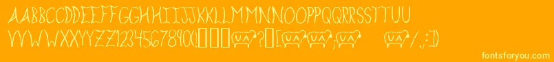 ExplodingSheep-Schriftart – Gelbe Schriften auf orangefarbenem Hintergrund