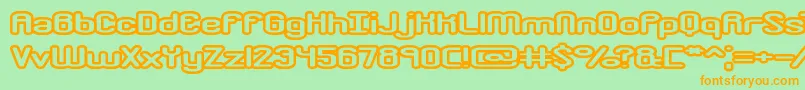 フォントCrackdownO1Brk – オレンジの文字が緑の背景にあります。