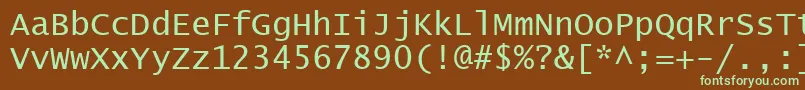 フォントLucidaConsoleKoi8 – 緑色の文字が茶色の背景にあります。