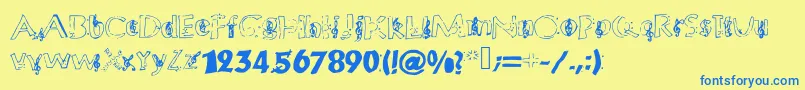 Chloesmusic Font – Blue Fonts on Yellow Background