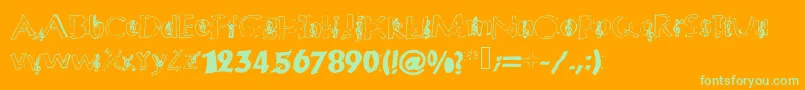 Chloesmusic Font – Green Fonts on Orange Background