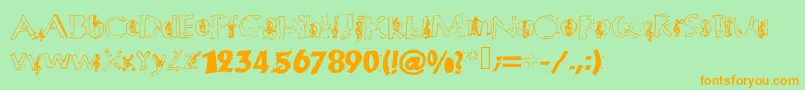 Chloesmusic Font – Orange Fonts on Green Background