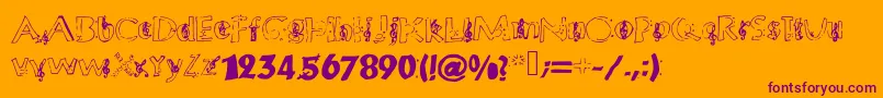 Chloesmusic-Schriftart – Violette Schriften auf orangefarbenem Hintergrund
