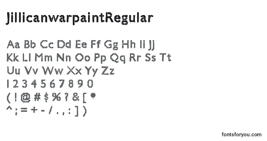 JillicanwarpaintRegular-fontti – aakkoset, numerot, erikoismerkit