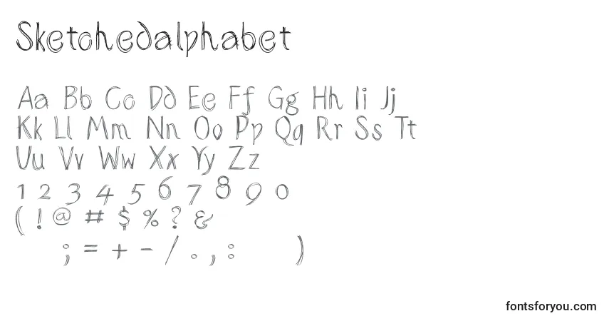 Schriftart Sketchedalphabet – Alphabet, Zahlen, spezielle Symbole