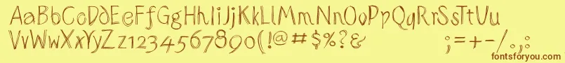 Sketchedalphabet Font – Brown Fonts on Yellow Background