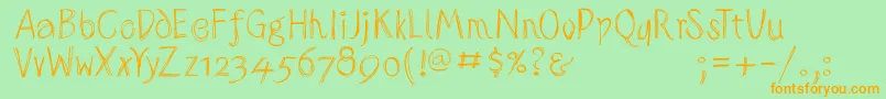 Sketchedalphabet-Schriftart – Orangefarbene Schriften auf grünem Hintergrund