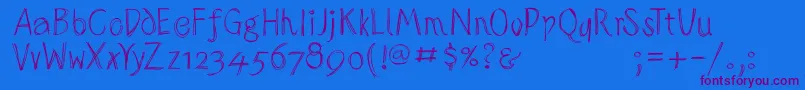 フォントSketchedalphabet – 紫色のフォント、青い背景