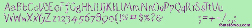 Sketchedalphabet Font – Purple Fonts on Green Background