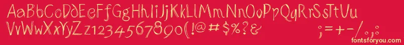 Sketchedalphabet Font – Yellow Fonts on Red Background