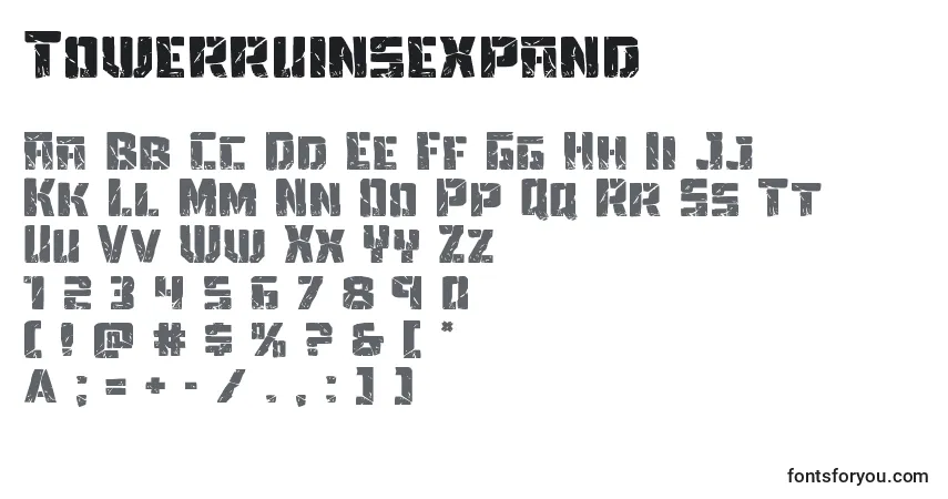A fonte Towerruinsexpand – alfabeto, números, caracteres especiais