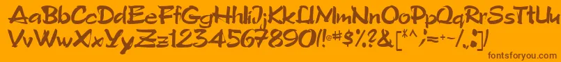 Tribecca90Regular-Schriftart – Braune Schriften auf orangefarbenem Hintergrund