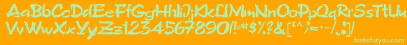 Tribecca90Regular-Schriftart – Grüne Schriften auf orangefarbenem Hintergrund