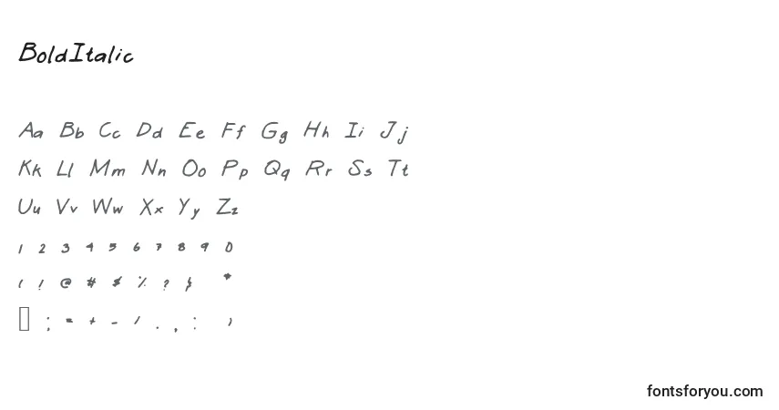 Schriftart BoldItalic – Alphabet, Zahlen, spezielle Symbole