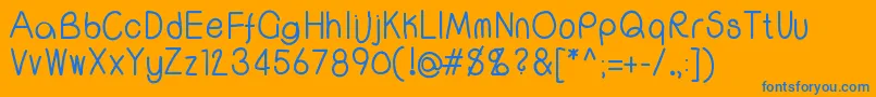 Wscallme-Schriftart – Blaue Schriften auf orangefarbenem Hintergrund