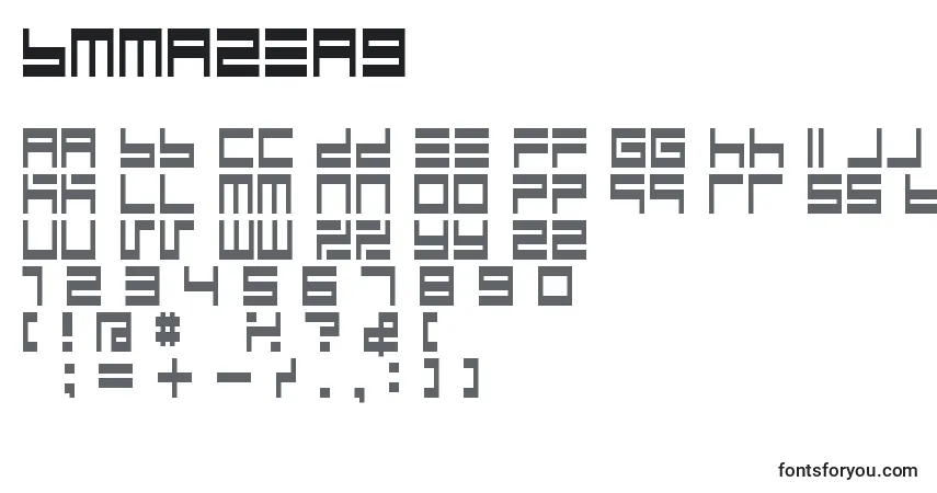 A fonte BmMazeA9 – alfabeto, números, caracteres especiais