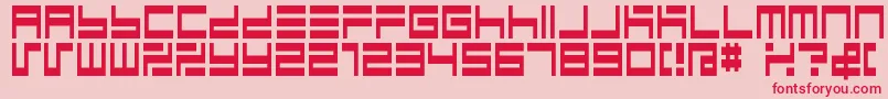 BmMazeA9-fontti – punaiset fontit vaaleanpunaisella taustalla