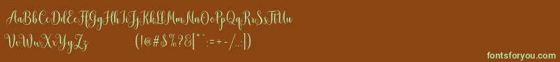 MudhisaScriptDemo Font – Green Fonts on Brown Background