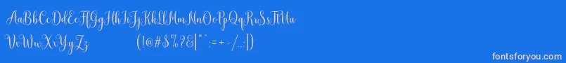 MudhisaScriptDemo-Schriftart – Rosa Schriften auf blauem Hintergrund