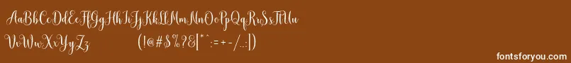 MudhisaScriptDemo Font – White Fonts on Brown Background