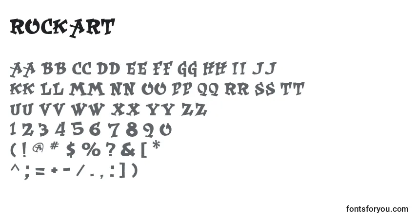 Czcionka Rockart – alfabet, cyfry, specjalne znaki