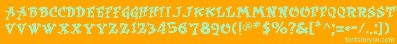 Rockart Font – Green Fonts on Orange Background