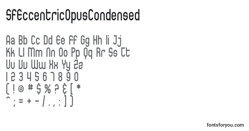 SfEccentricOpusCondensed-fontti – aakkoset, numerot, erikoismerkit