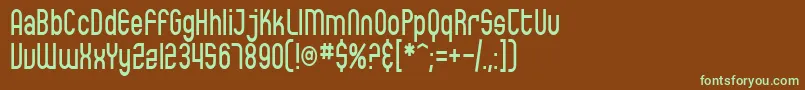 SfEccentricOpusCondensed-fontti – vihreät fontit ruskealla taustalla