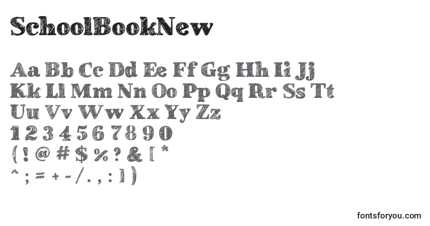 Schriftart SchoolBookNew – Alphabet, Zahlen, spezielle Symbole